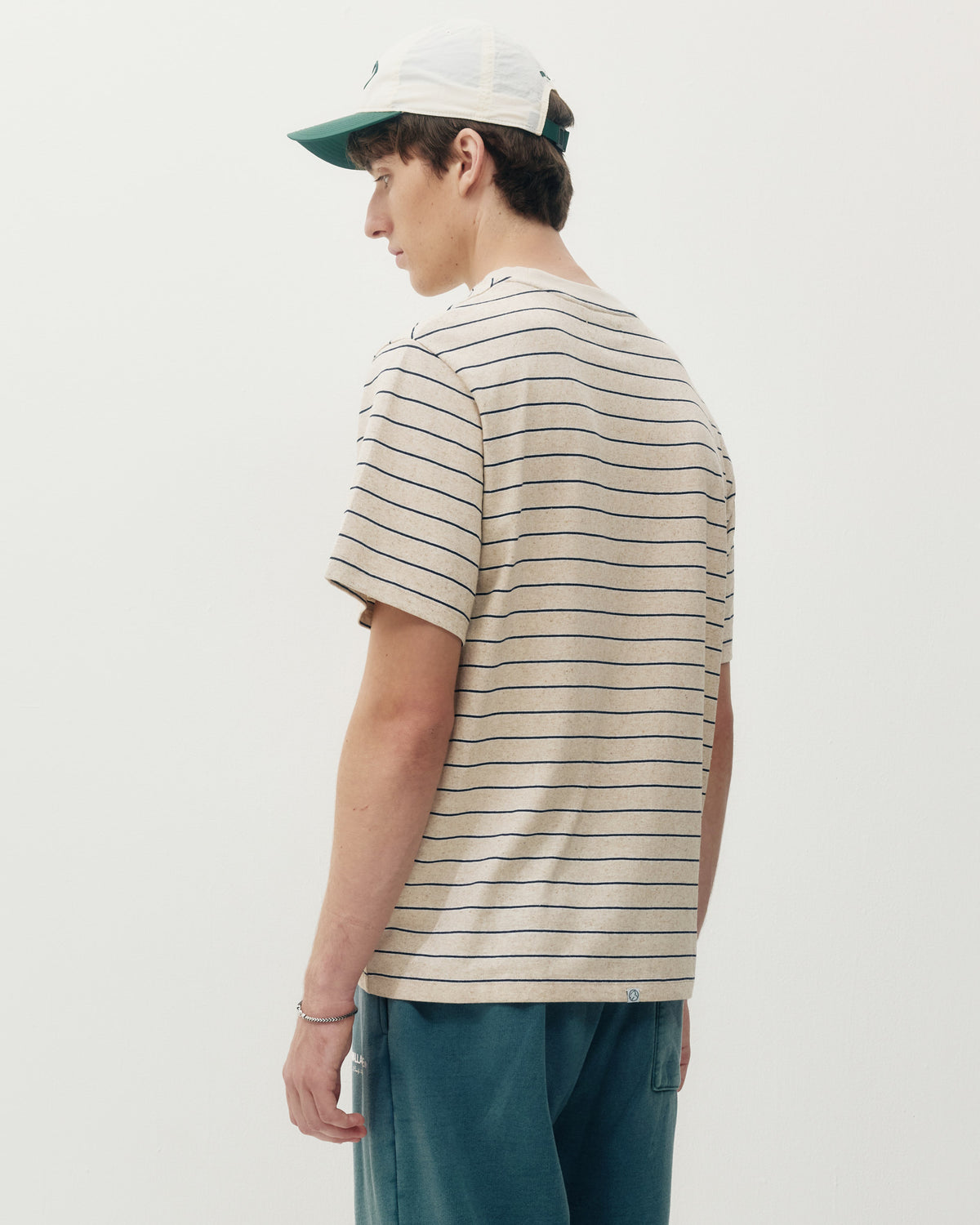 Linen Stripe Tee - White-3