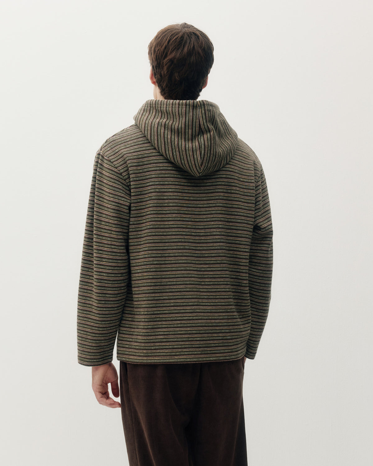 Striped Hood Pullover - Olive-3