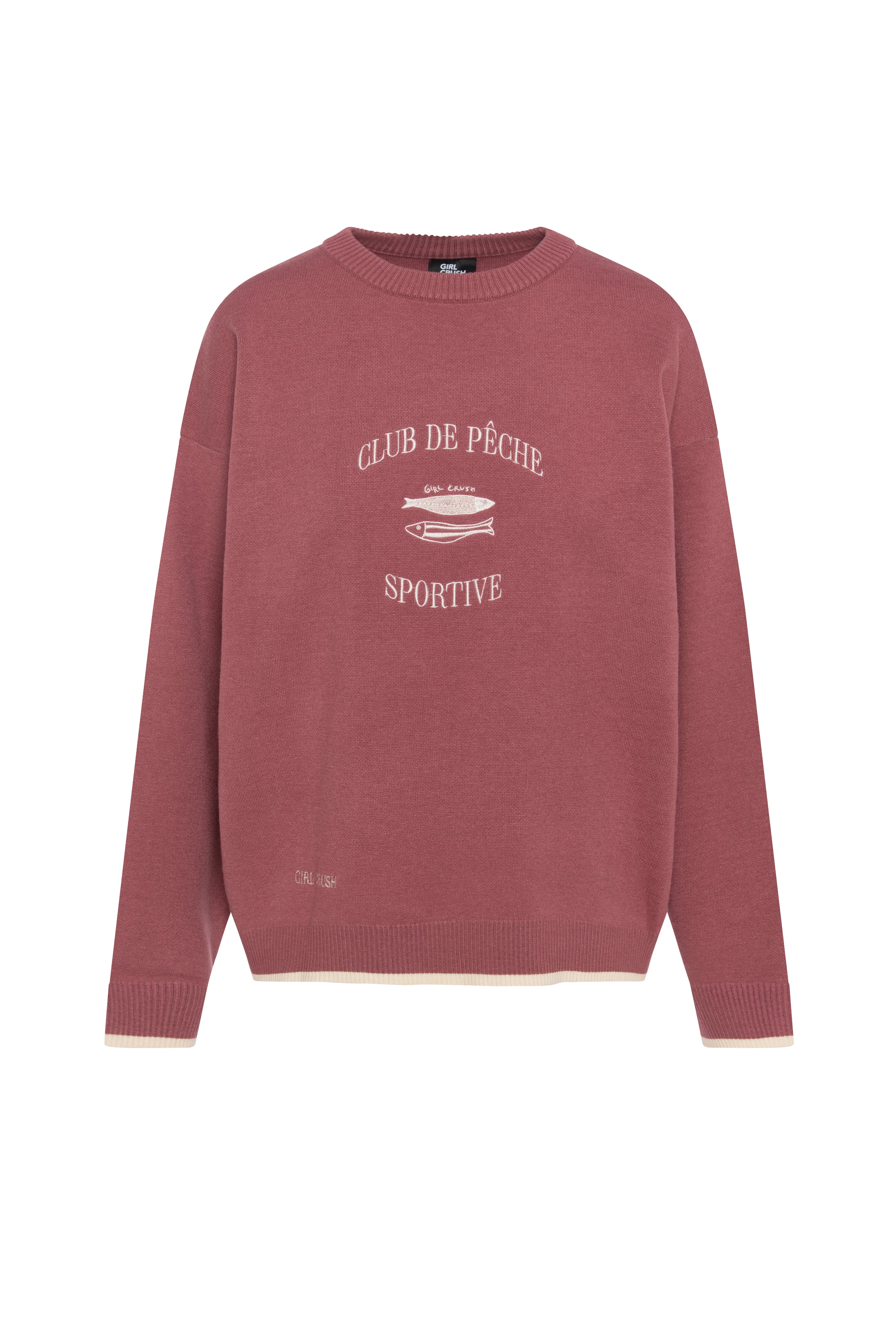 Souvenir Pull - Club de Pêche - Burgundy