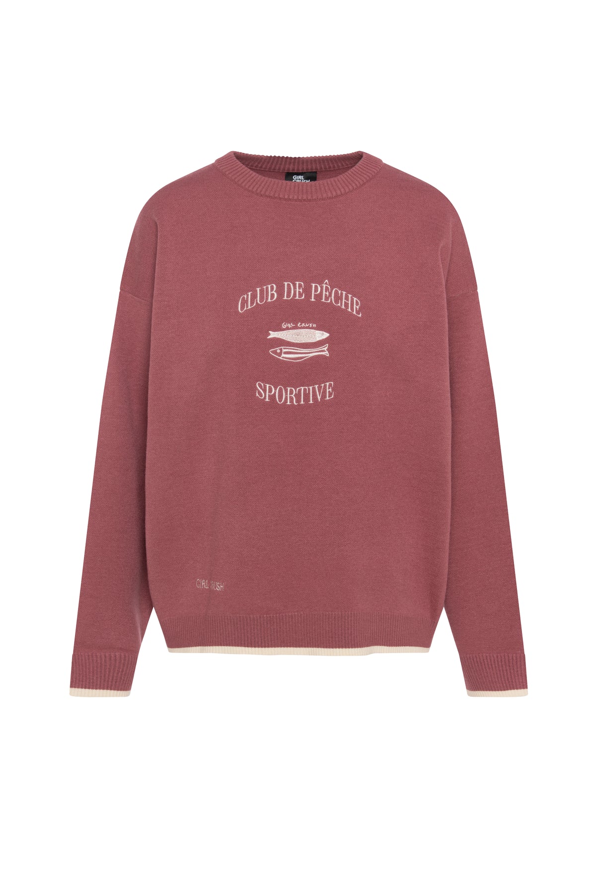 Souvenir Pull - Club de Pêche - Burgundy-1