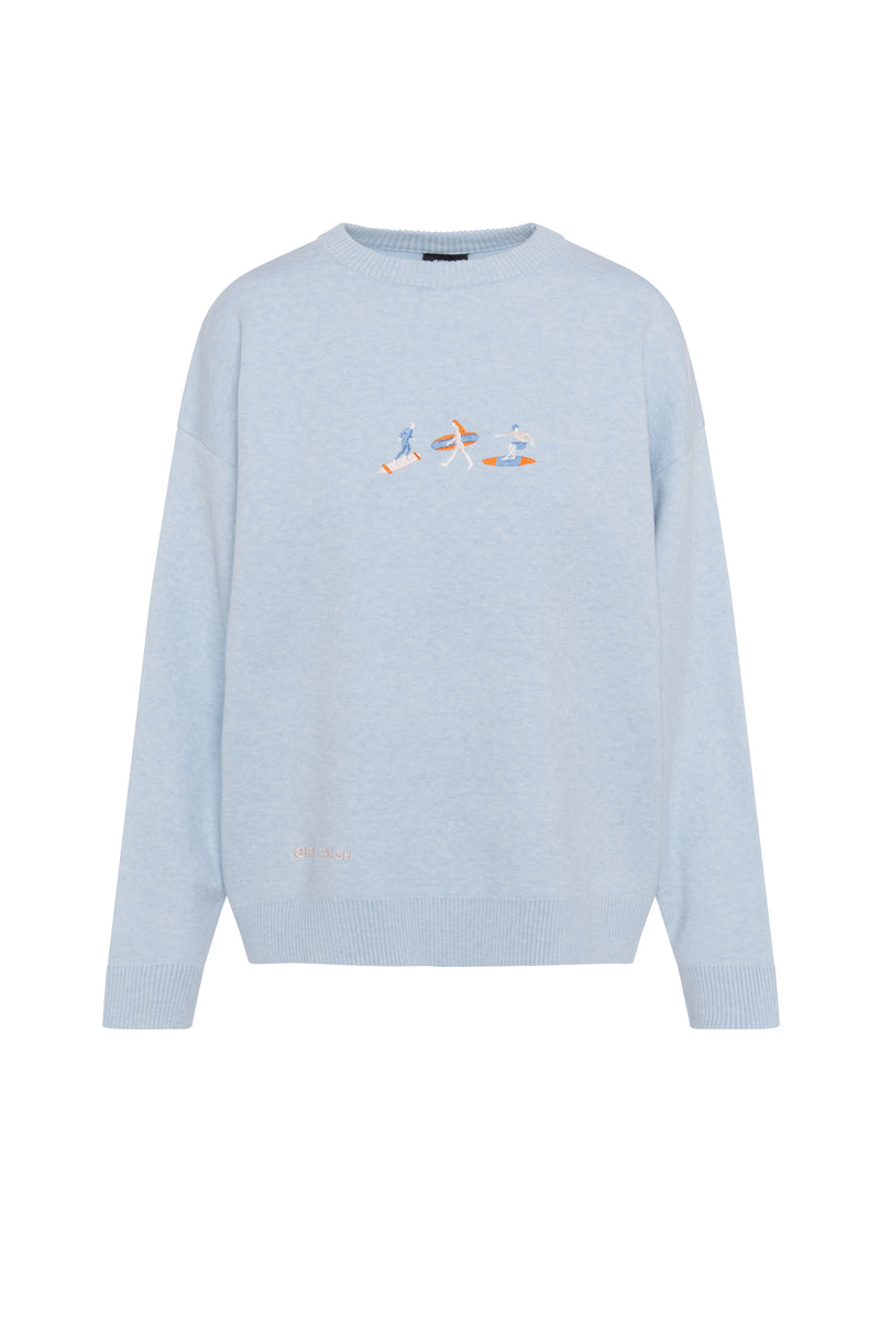 Souvenir Pull - Trio Surfers - Baby Blue