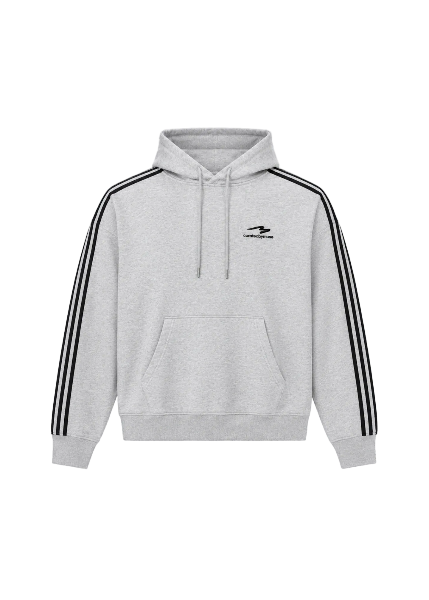 French Terry Striped Hoodie - Sports Greyrey