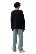 Black Textured Knit Crew