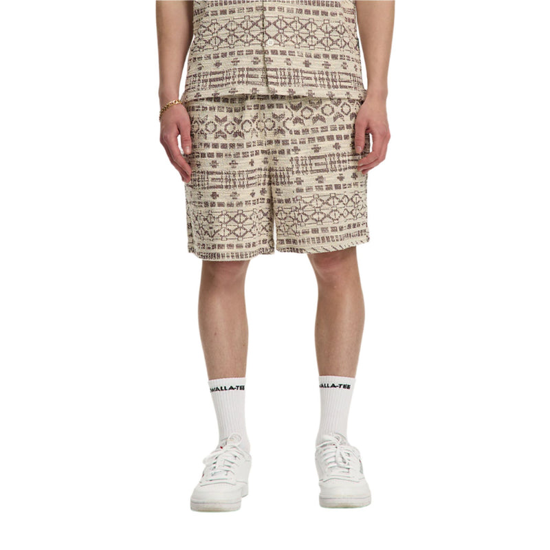 Burgundy Jacquard Tribal Short