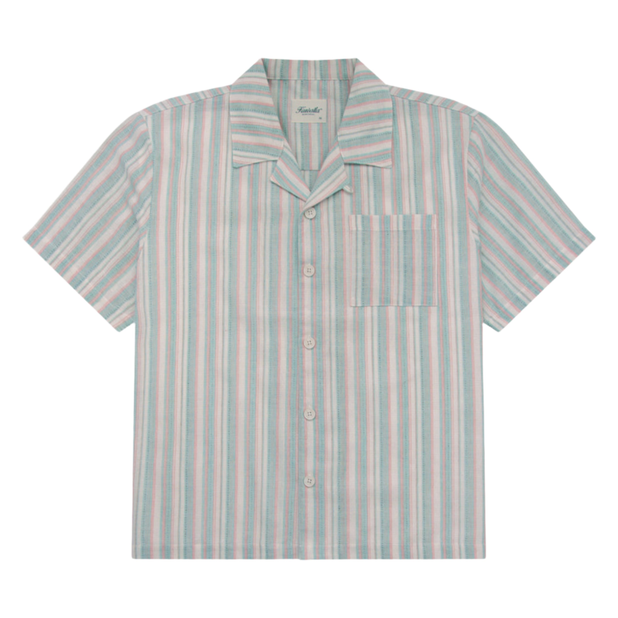 Green/Pink Stripe Linen Stripe Shirt