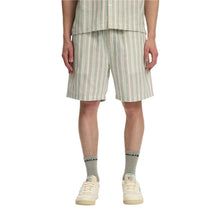 Green/Pink Stripe Linen Stripe Shorts
