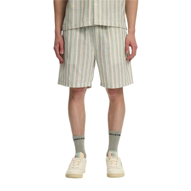 Green/Pink Stripe Linen Stripe Shorts