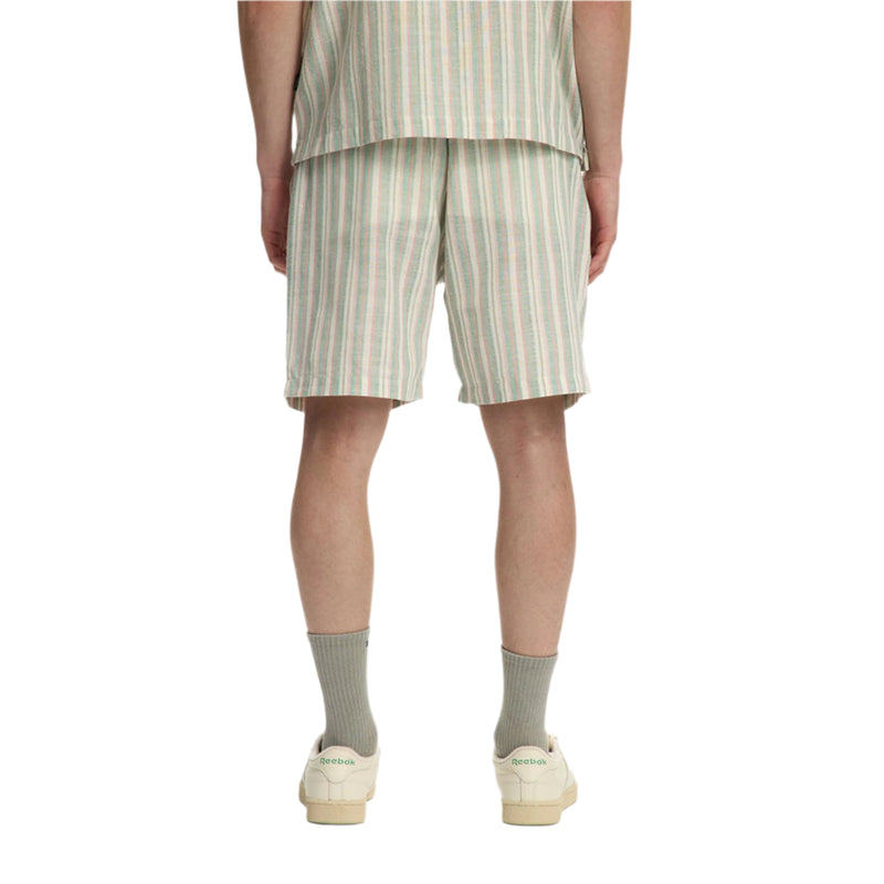 Green/Pink Stripe Linen Stripe Shorts