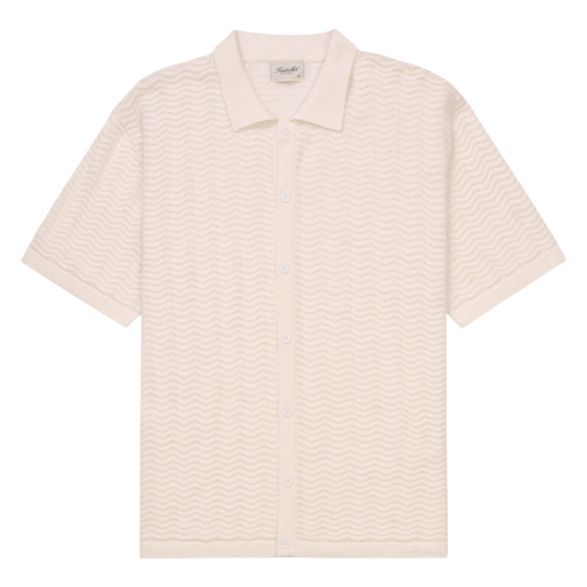 Flat White Wave Knit Polo Shirt
