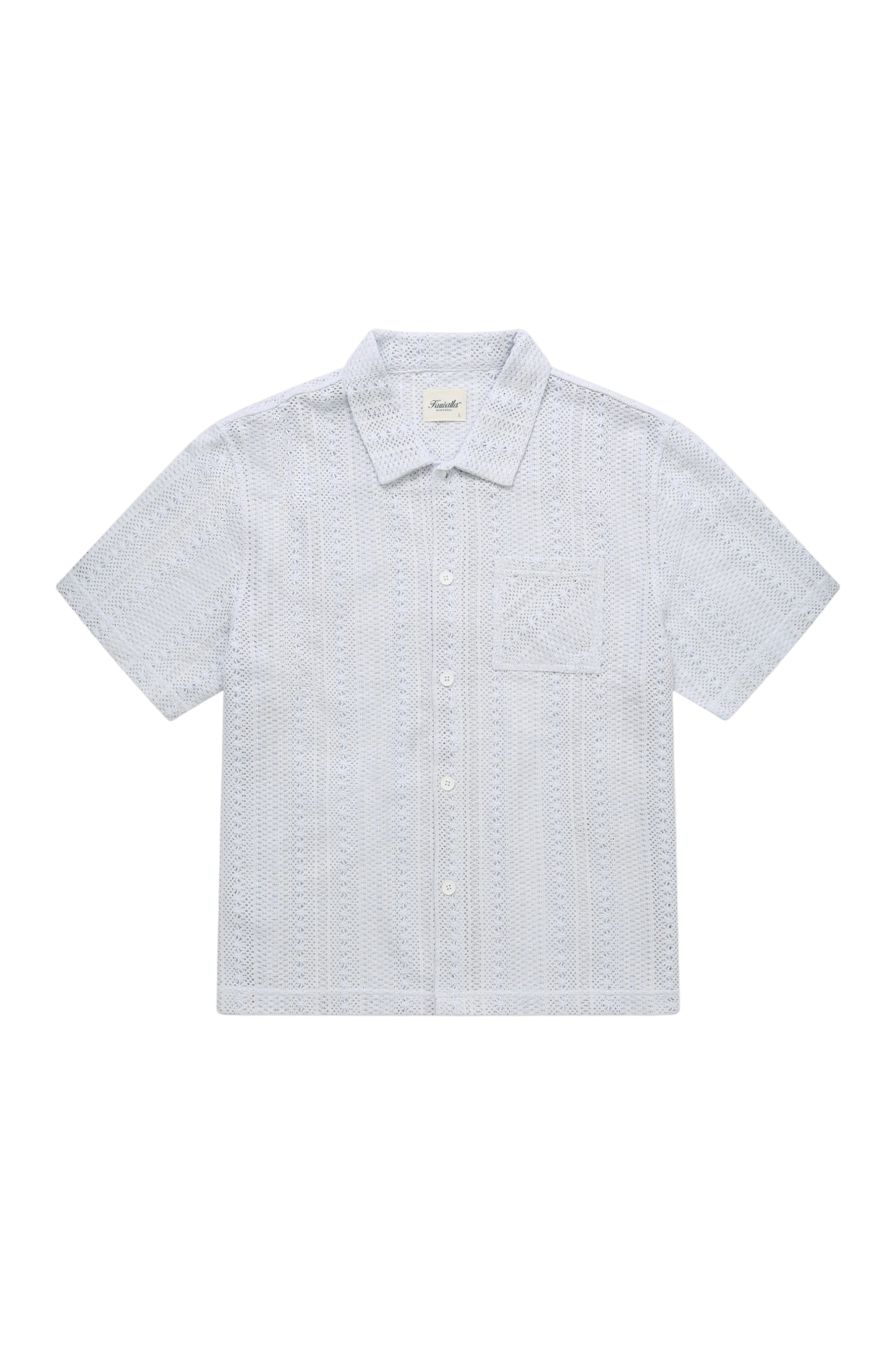 Chemise à carreaux en crochet - Bleu ciel