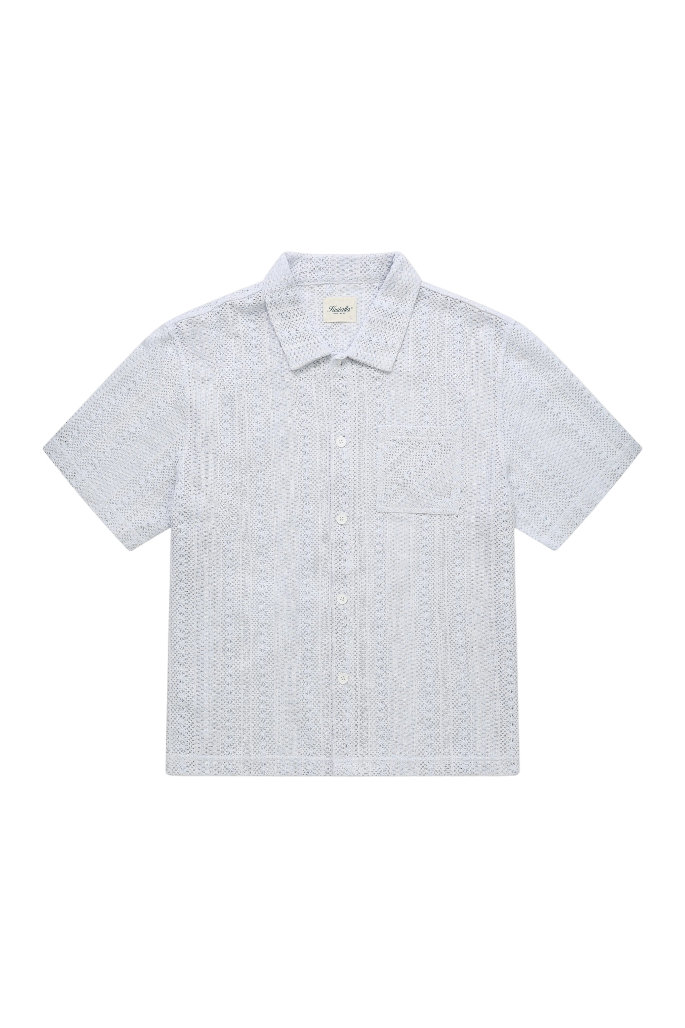 Chemise à carreaux en crochet - Bleu ciel