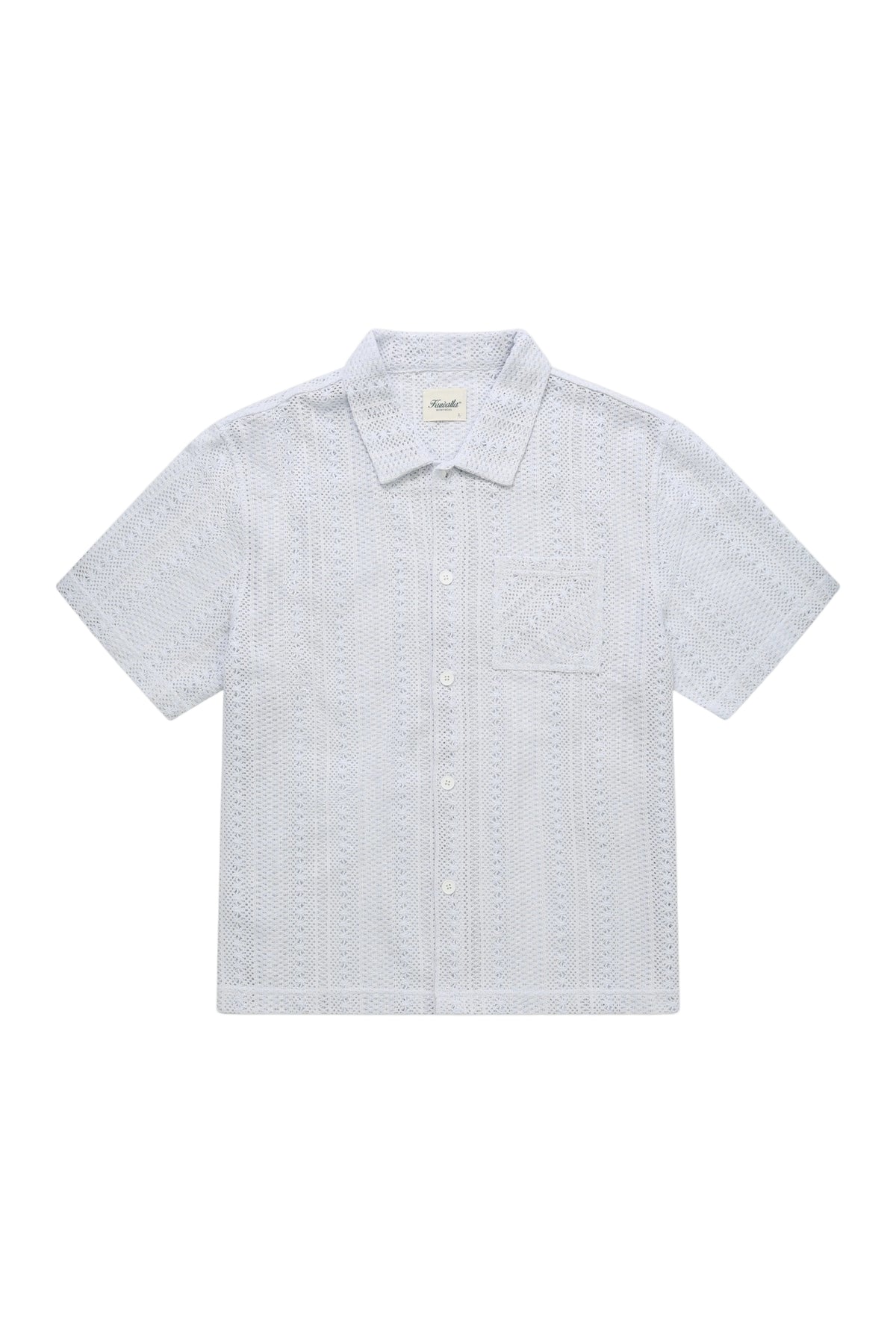 Chemise à carreaux en crochet - Bleu ciel-1