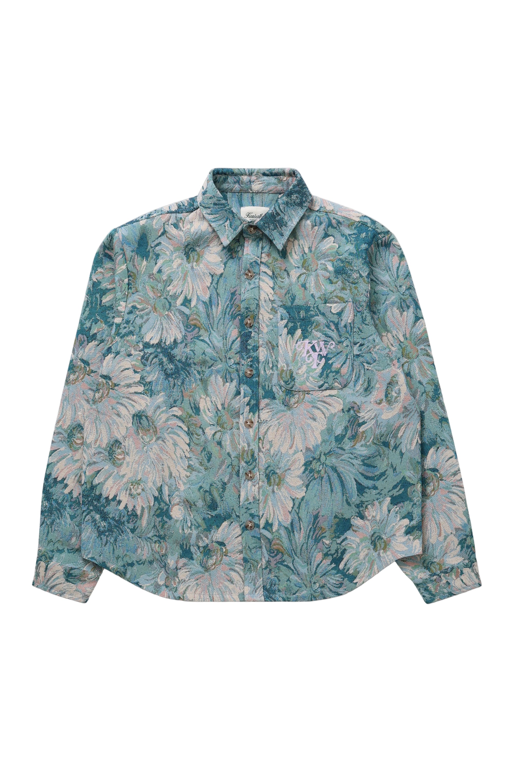 Floral Watercolor Tapestry Shirt - Blue