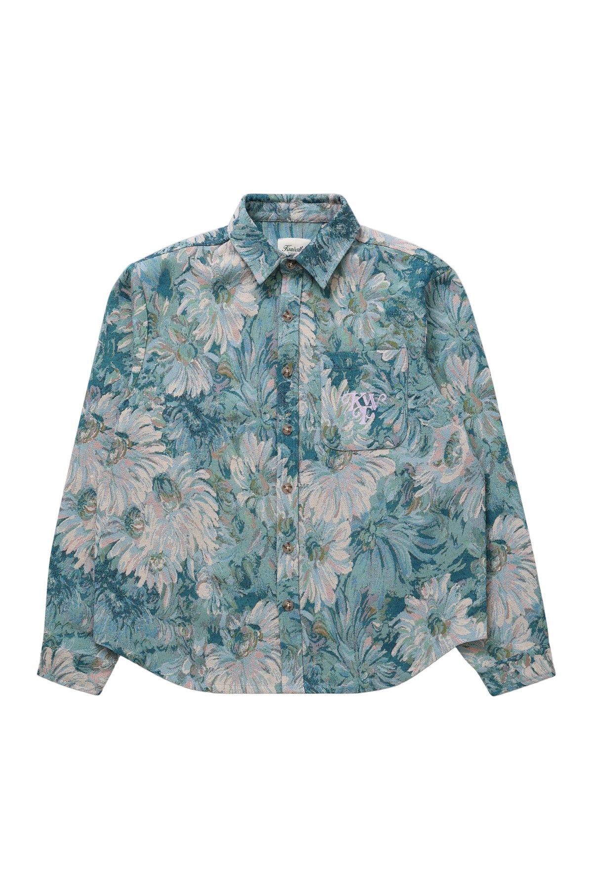 Floral Watercolor Tapestry Shirt - Blue-1