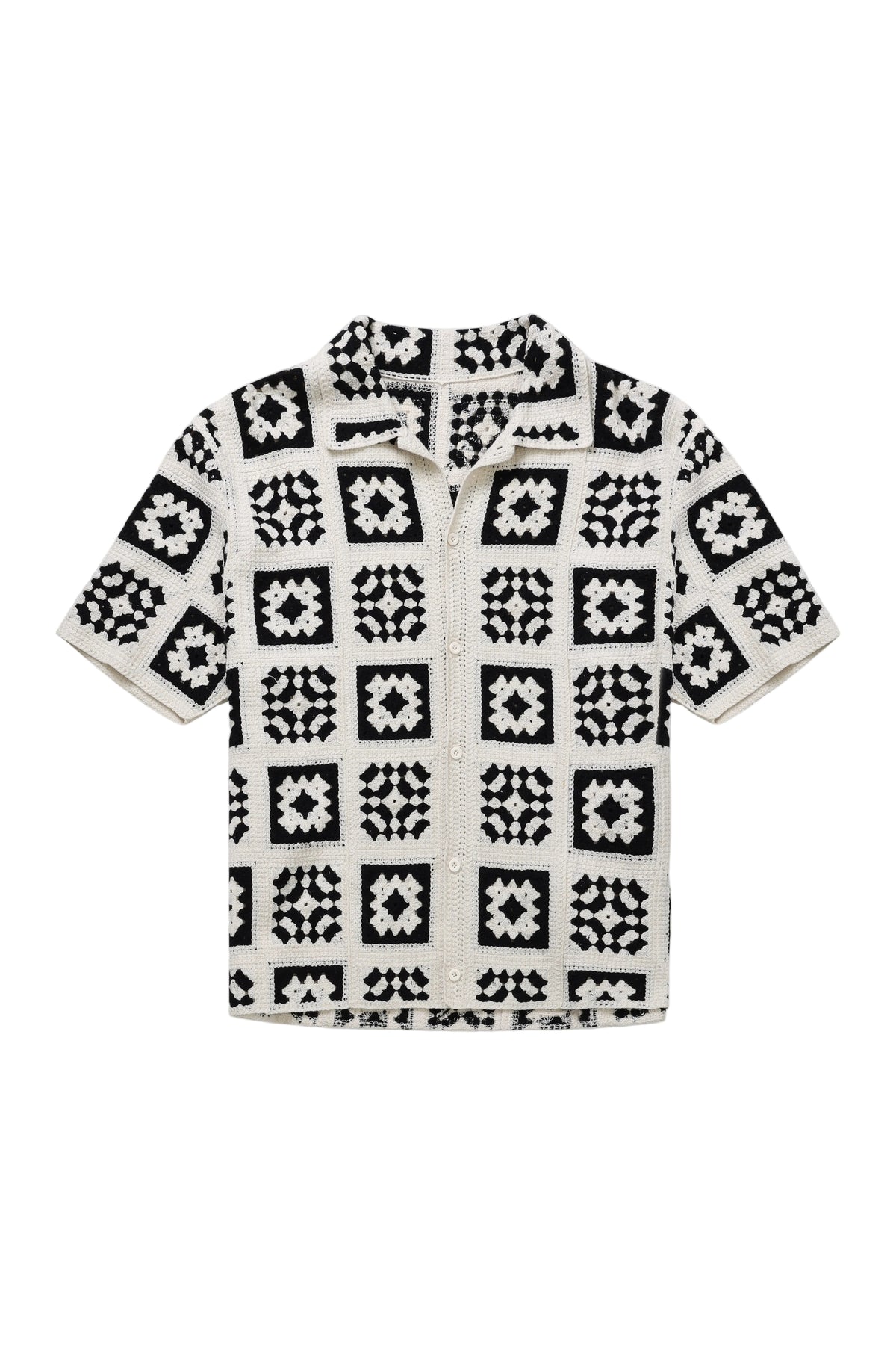 Knitted Quilt Shirt - White-1