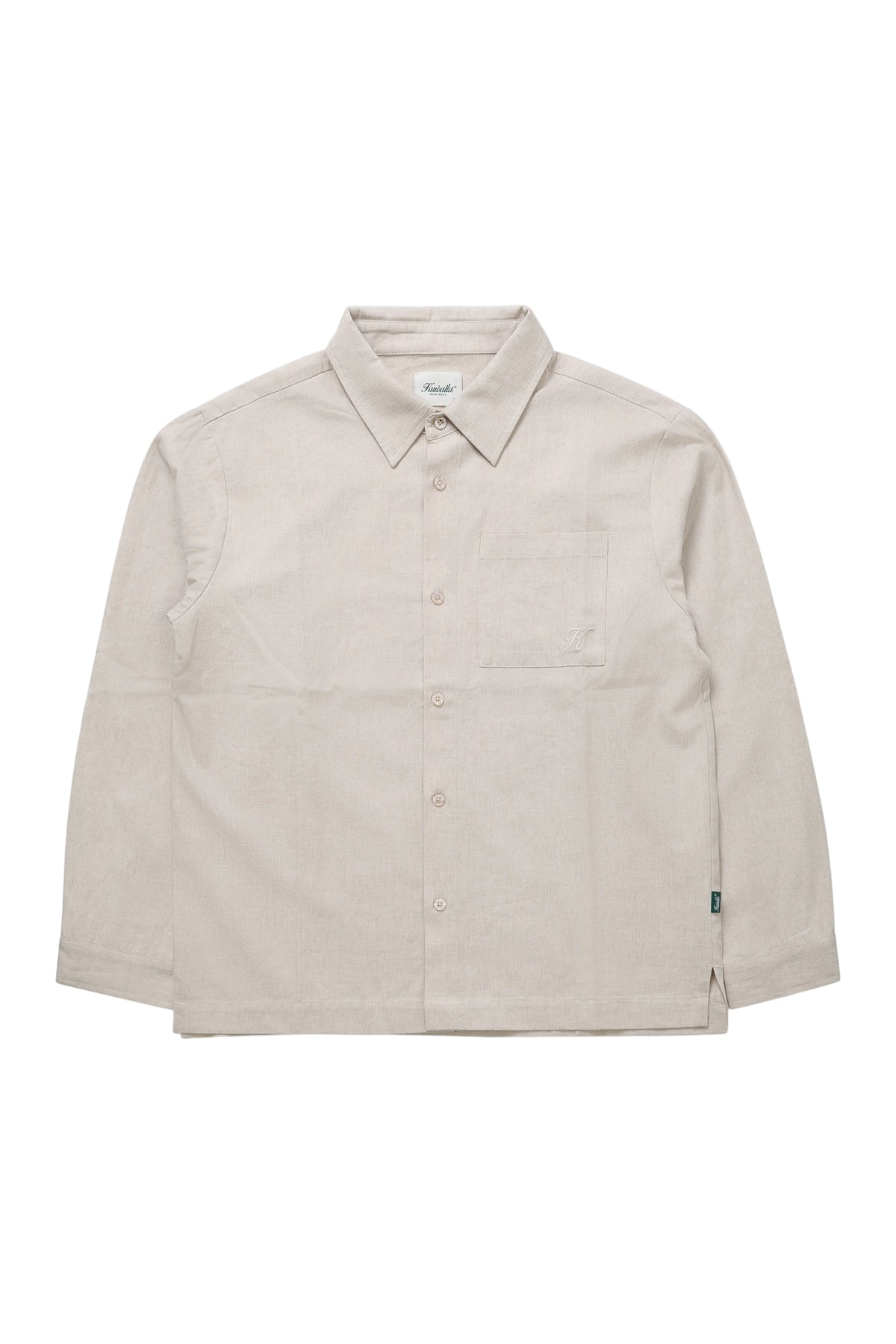 Long Sleeve Linen Shirt - Natural-1