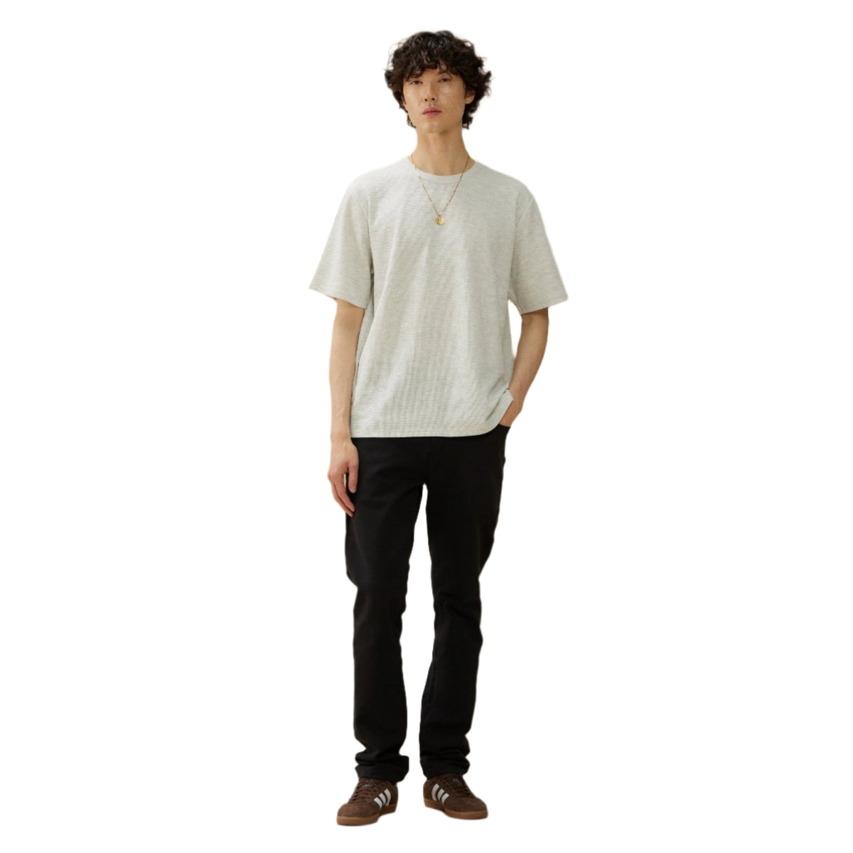 Grey Boxy Waffle Tee-2
