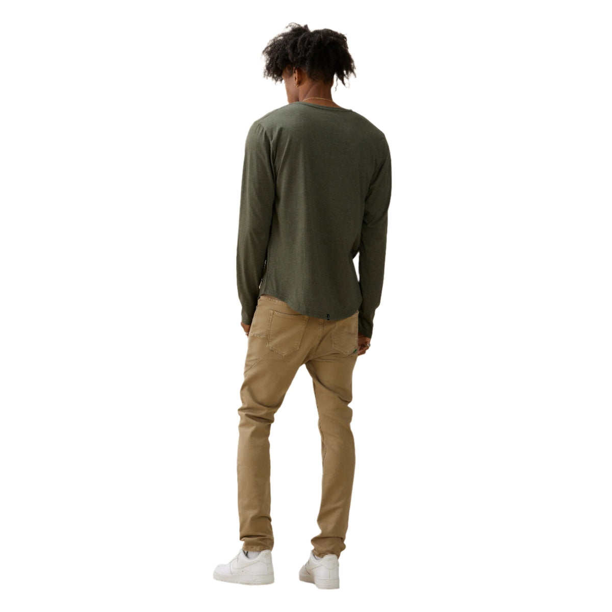 Dark Olive Long Sleeve Eazy Scoop Tee-2