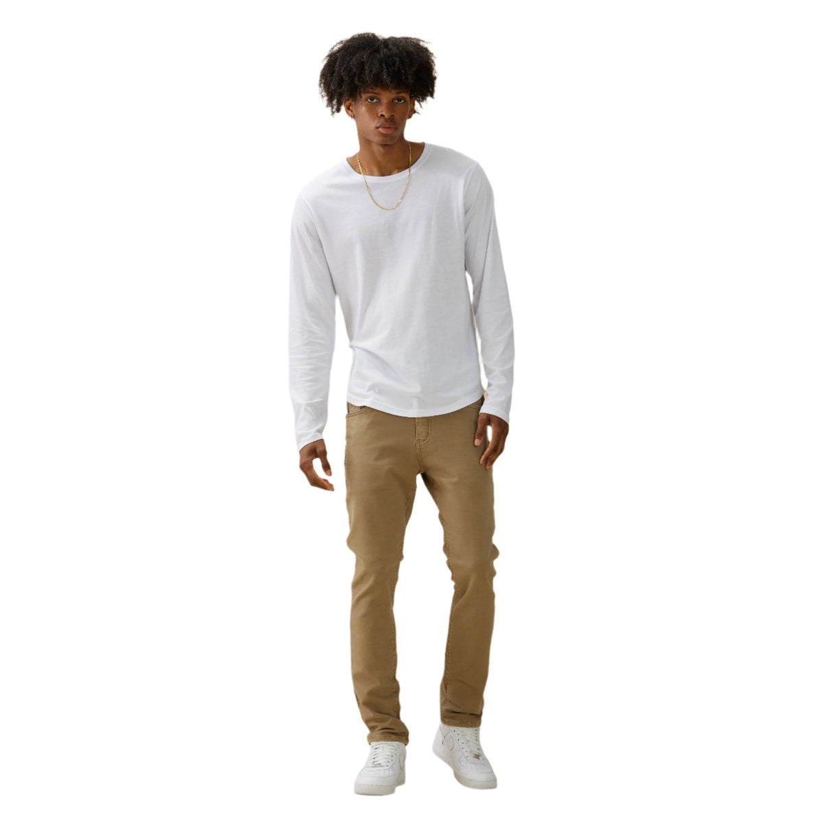 White Long Sleeve Eazy Scoop Tee-2