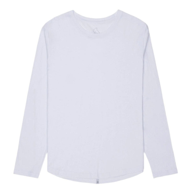 White Long Sleeve Eazy Scoop Tee