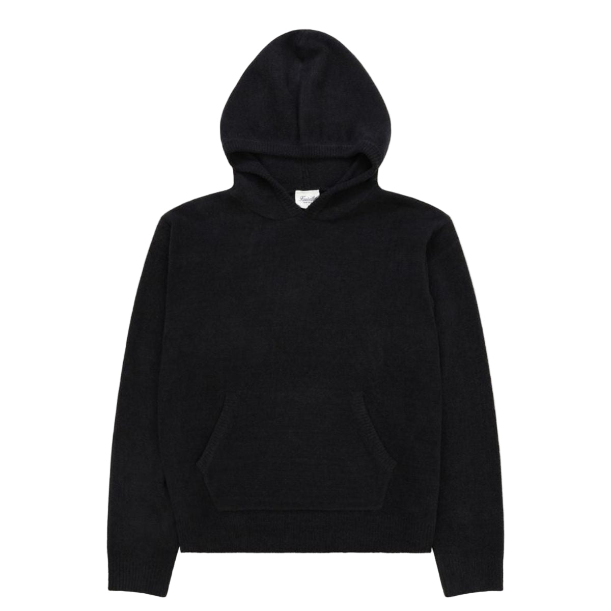Textured Knit Hoodie - Black