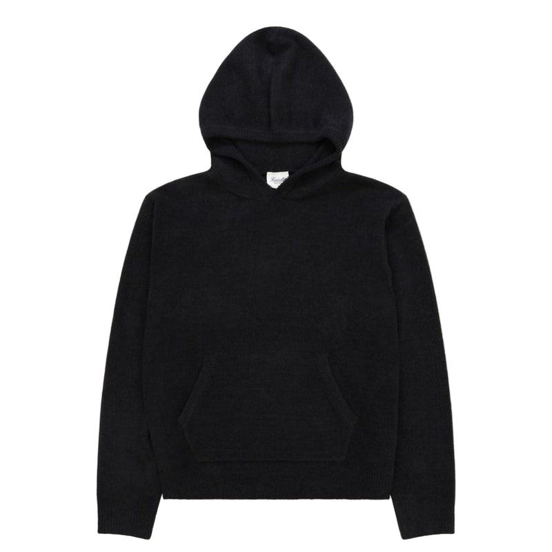 Textured Knit Hoodie - Black