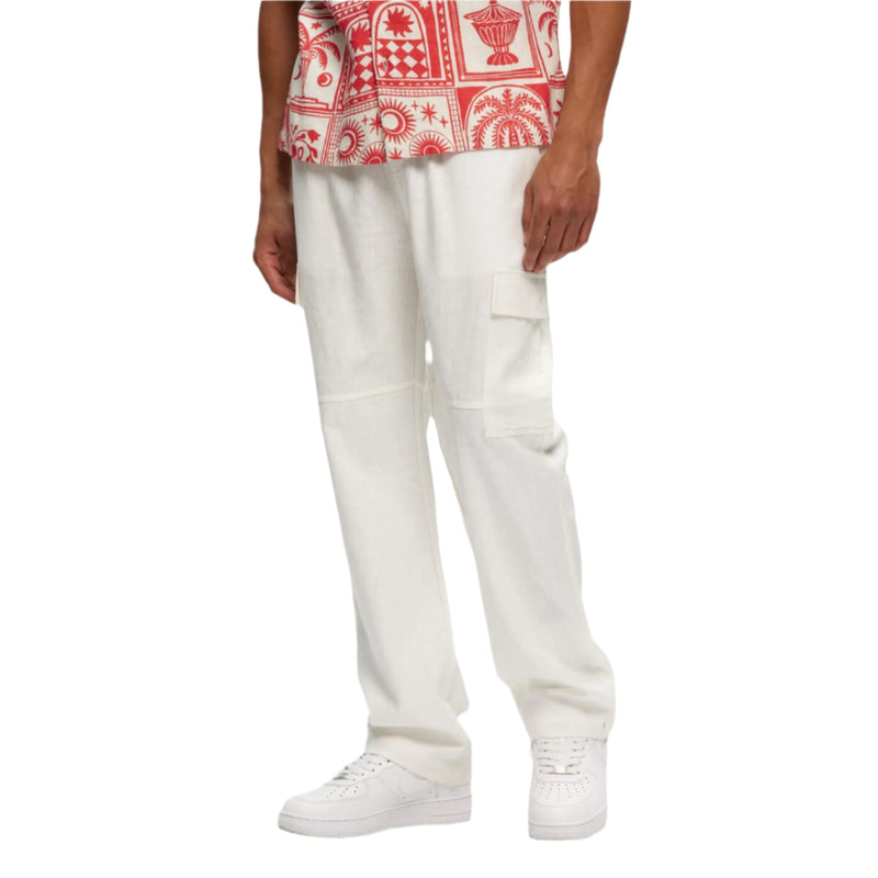 White Cargo Linen Pant