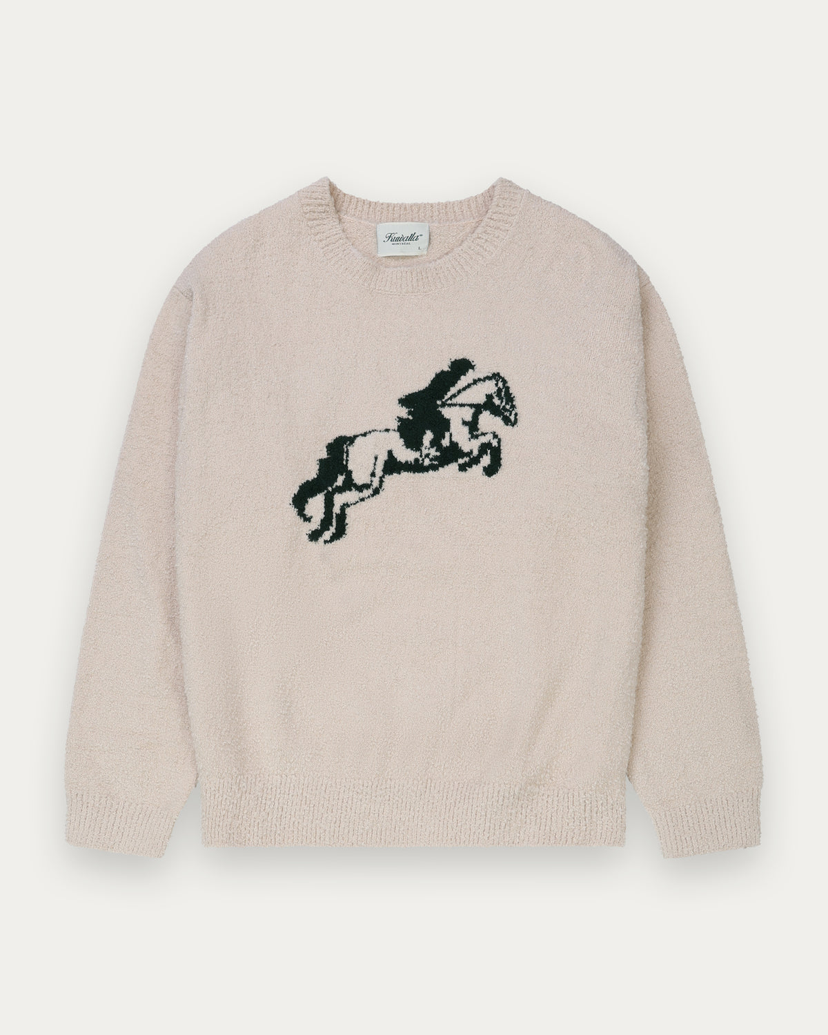 Equestrian Knit Crew - Bouclé Cream-1