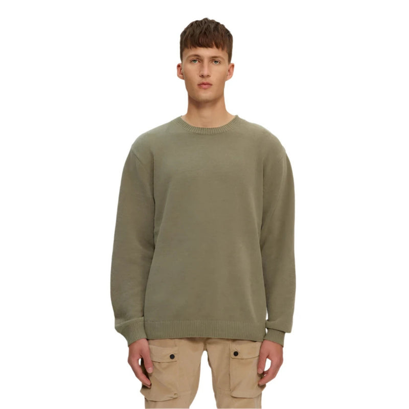 Green Textured Knit Crew