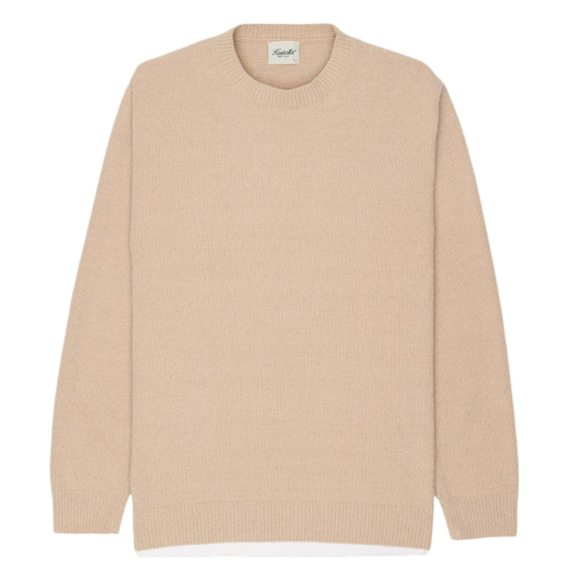 Beige Textured Knit Crewneck
