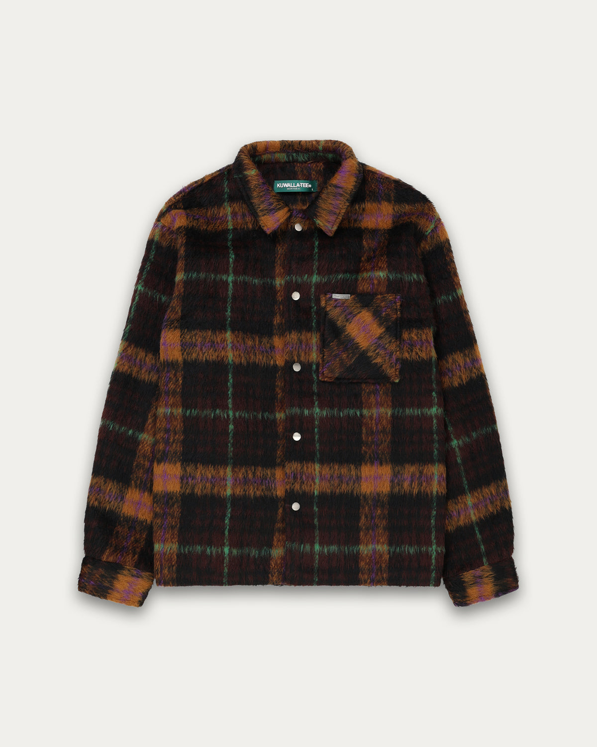 Pile Plaid Shacket - Orange-5