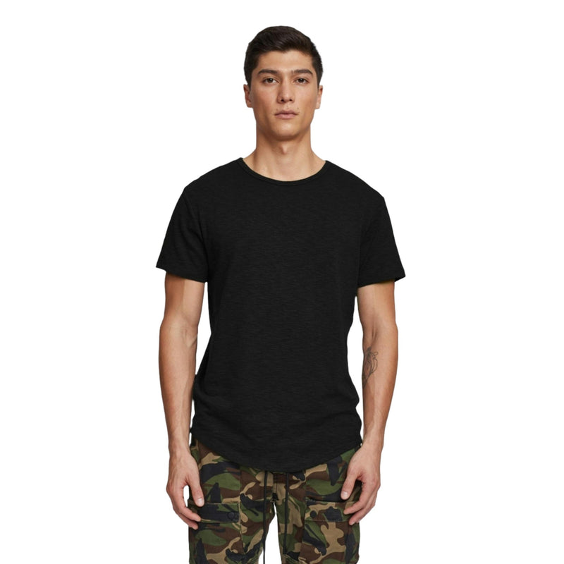 Black Slub Hi-Lo Tee