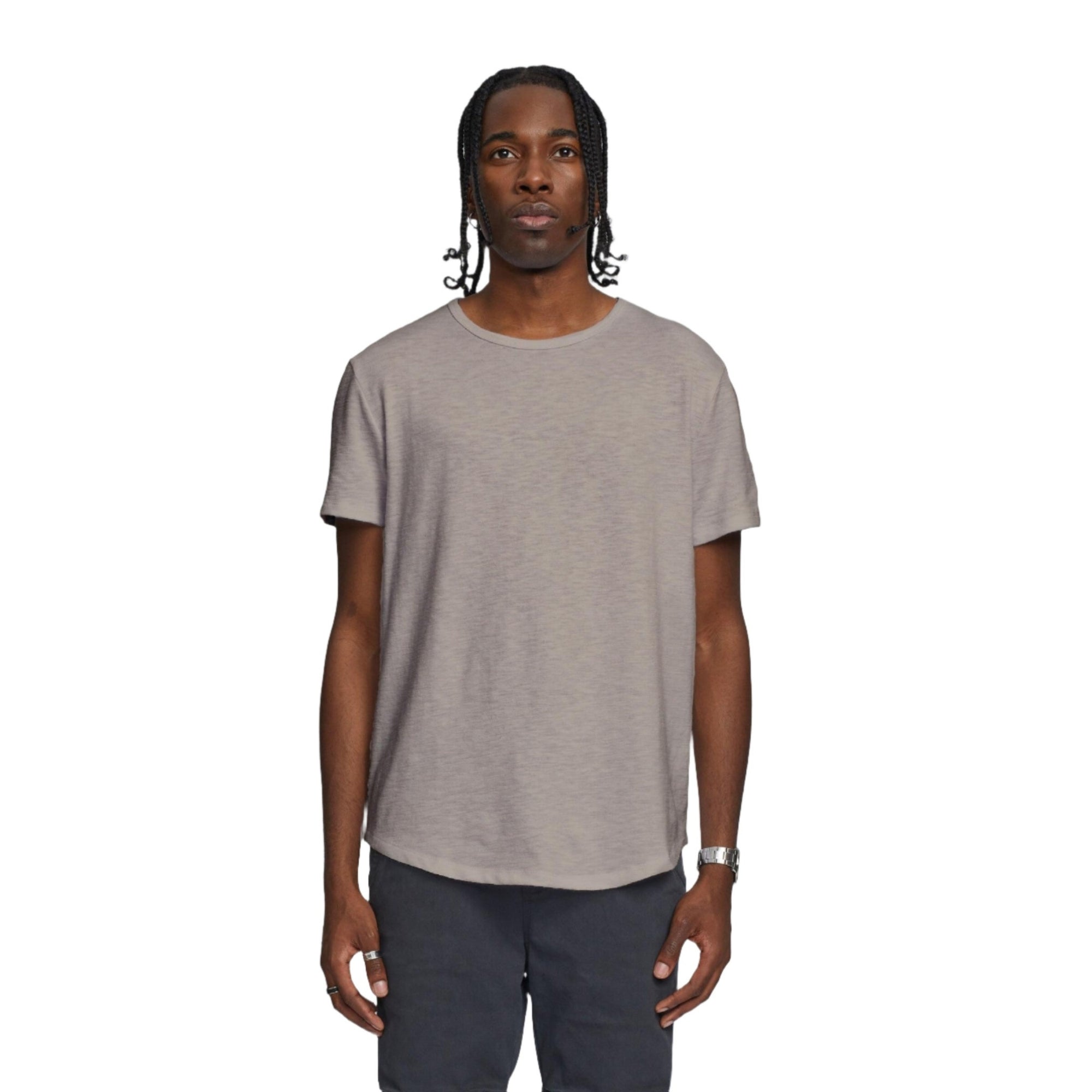 Taupe Slub Hi-Lo Tee