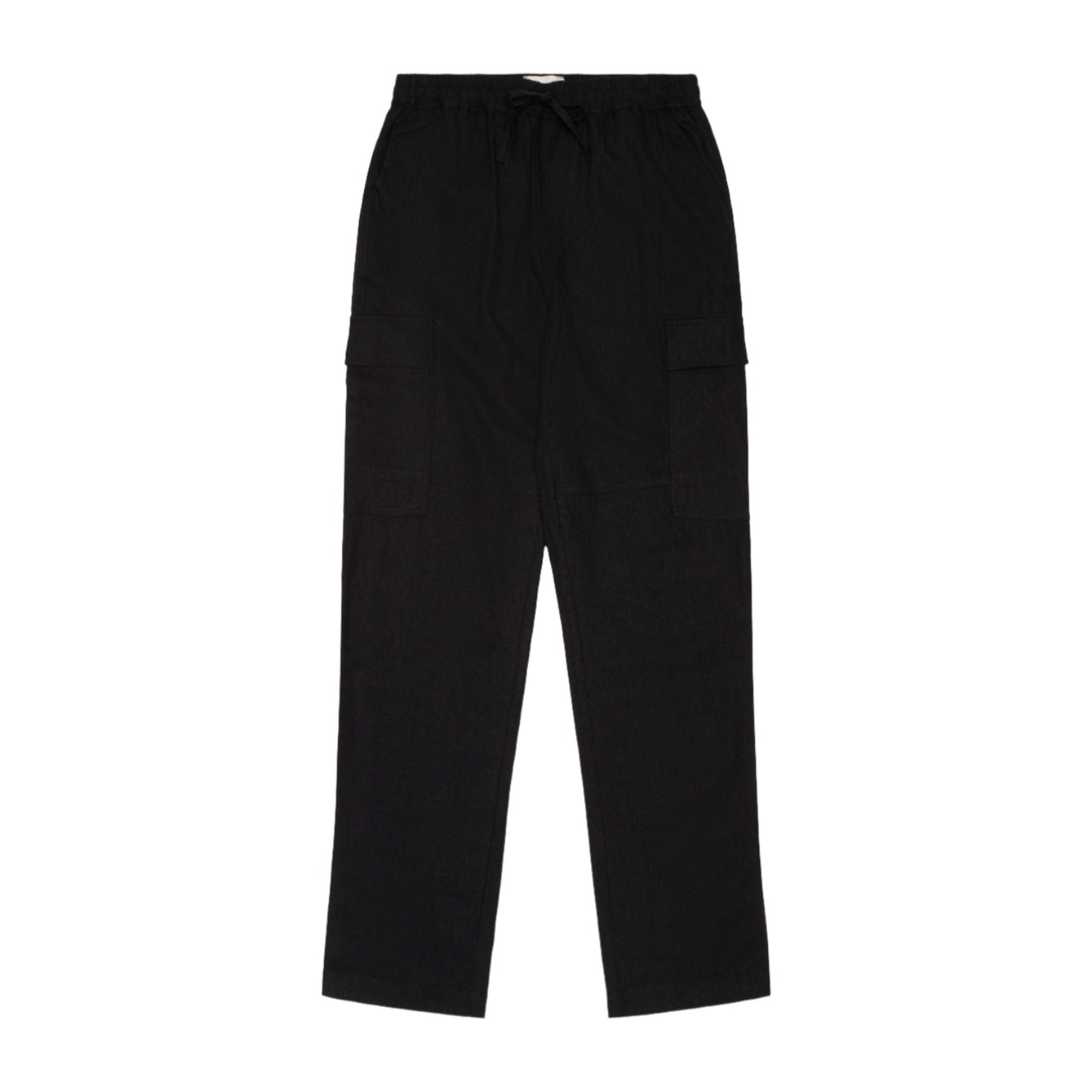 Pantalon cargo en lin noir