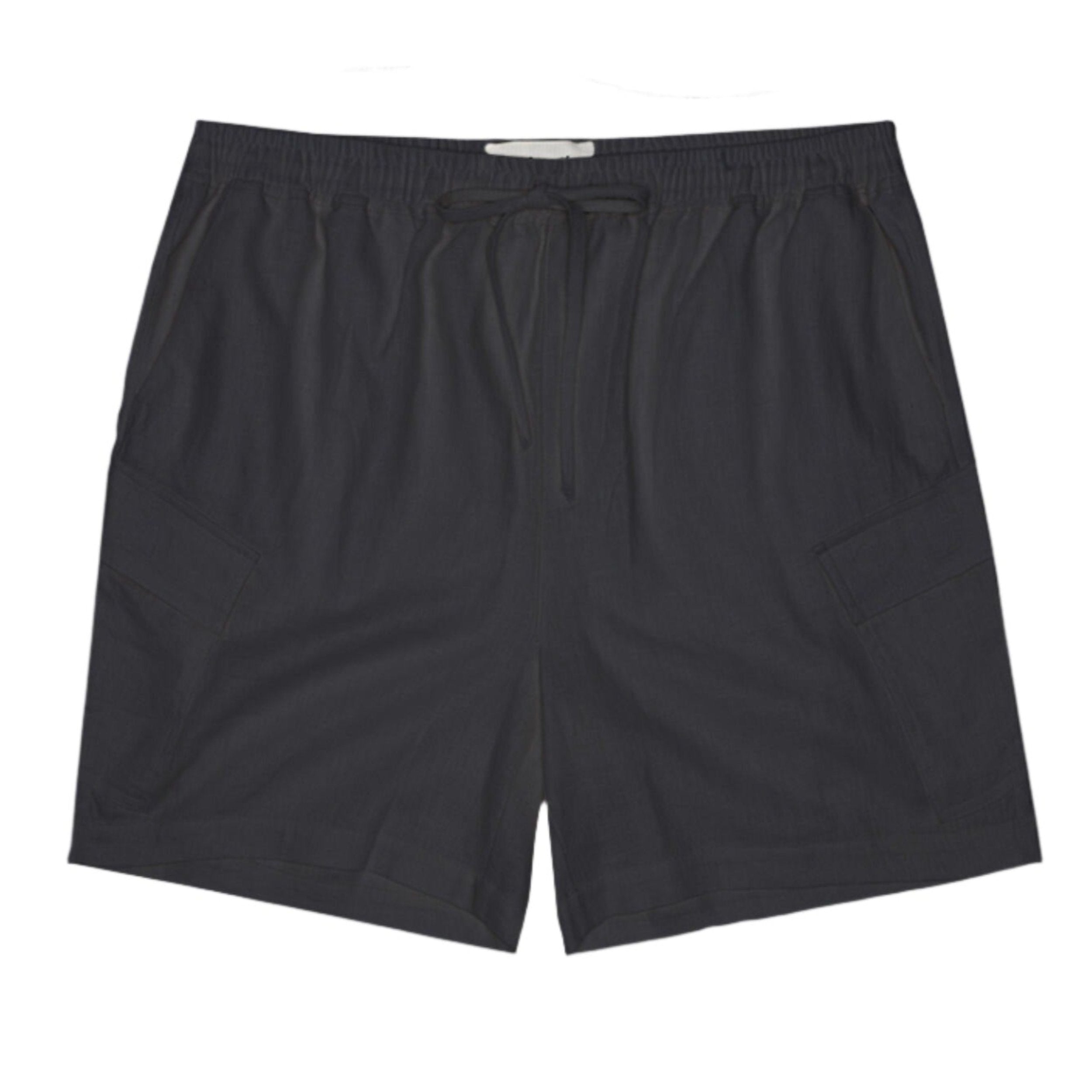 Black Linen Cargo Short