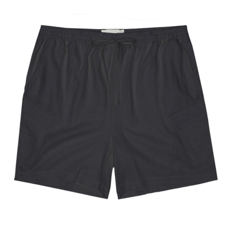 Black Linen Cargo Short