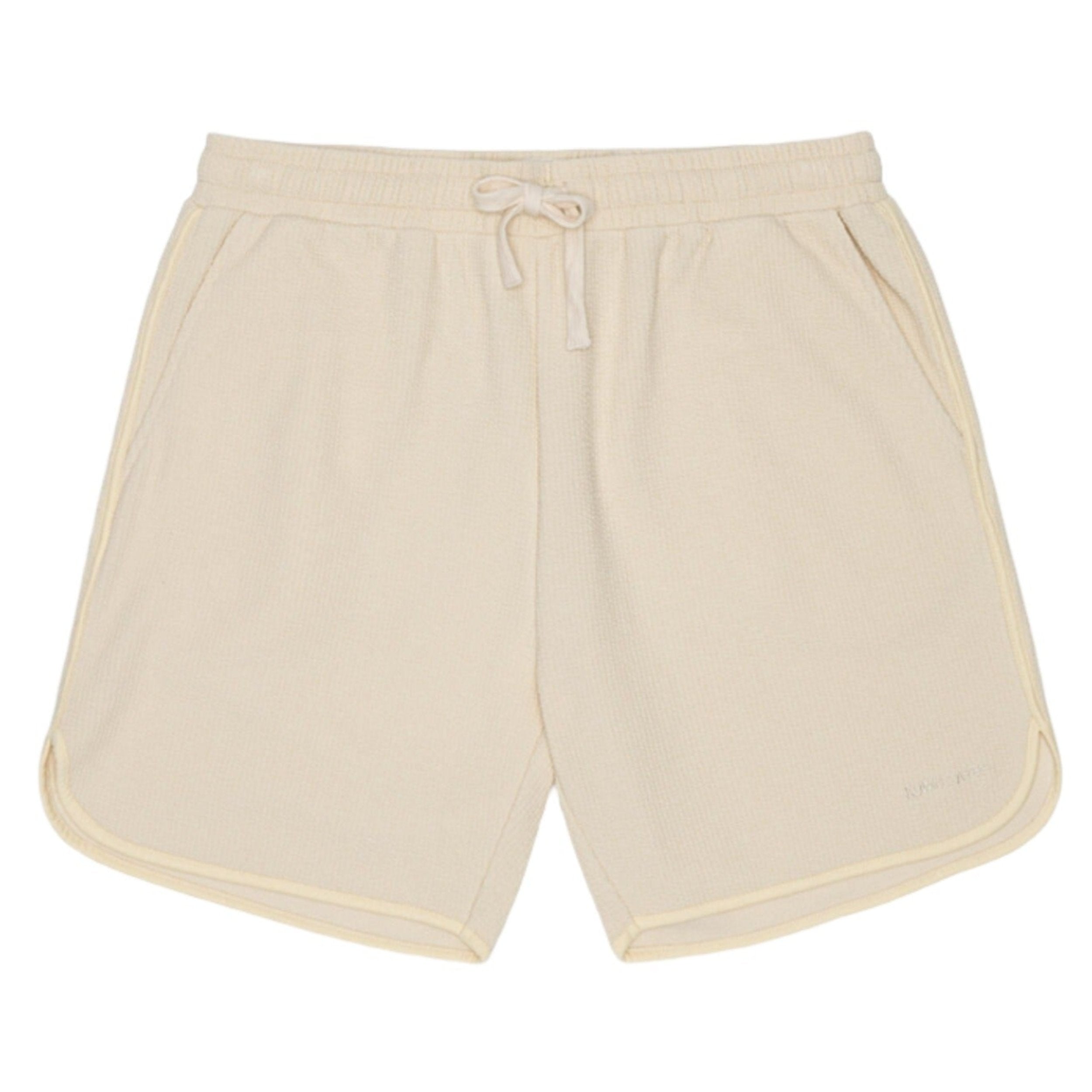 Beige Rib Ringer Shorts