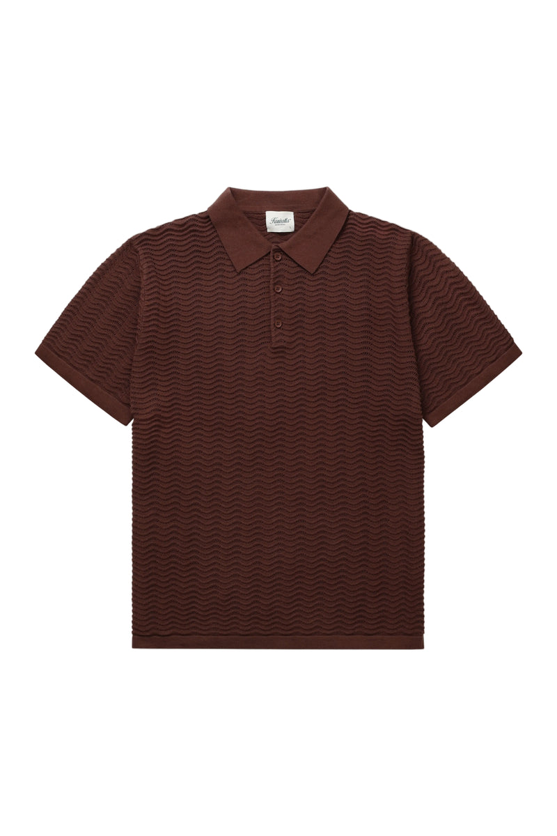 Polo à maille ondulée - Marron