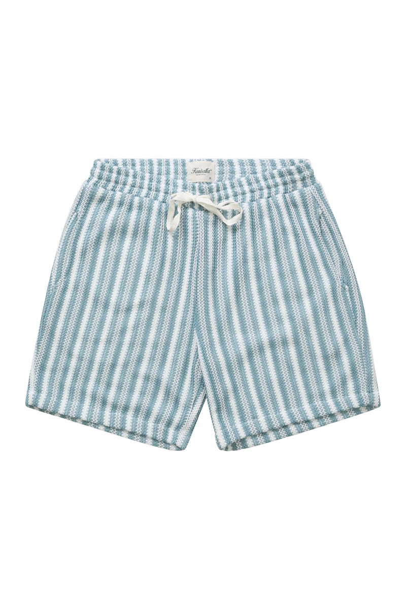 Short rayé au crochet - Bleu