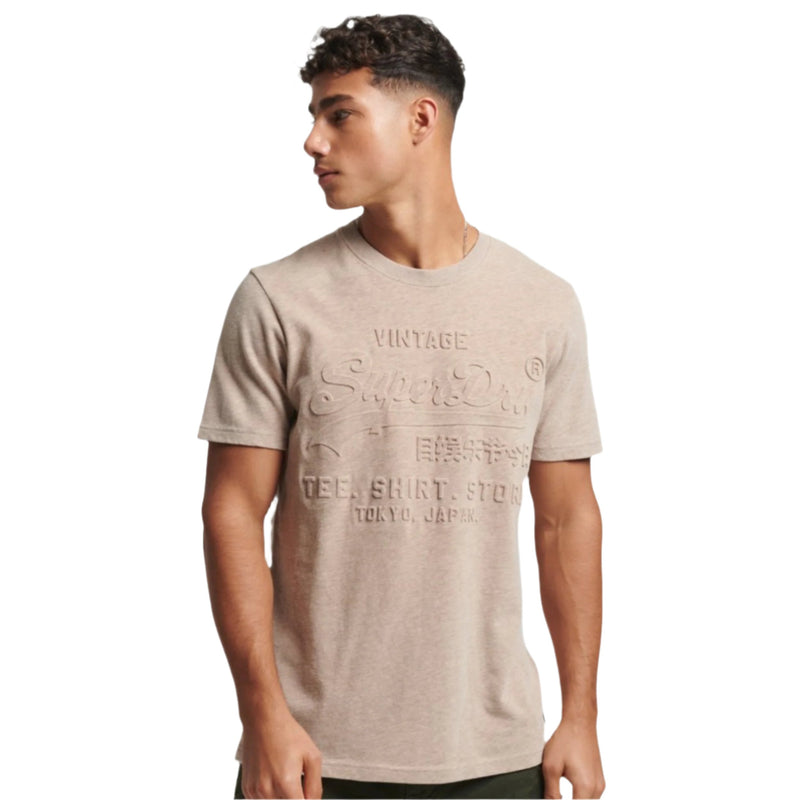Pastel Beige Snowy Vintage Logo T-Shirt