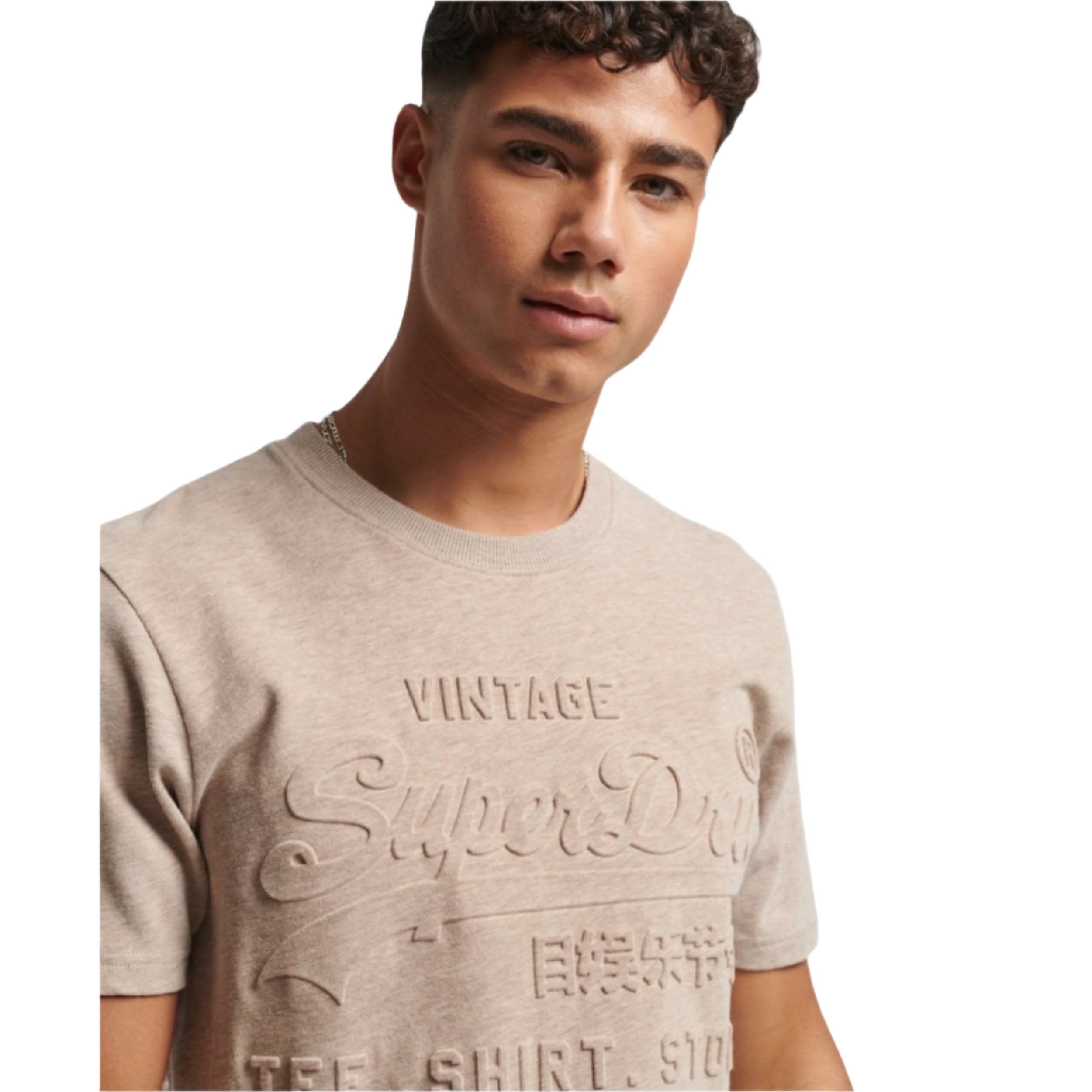 Pastel Beige Snowy Vintage Logo T-Shirt