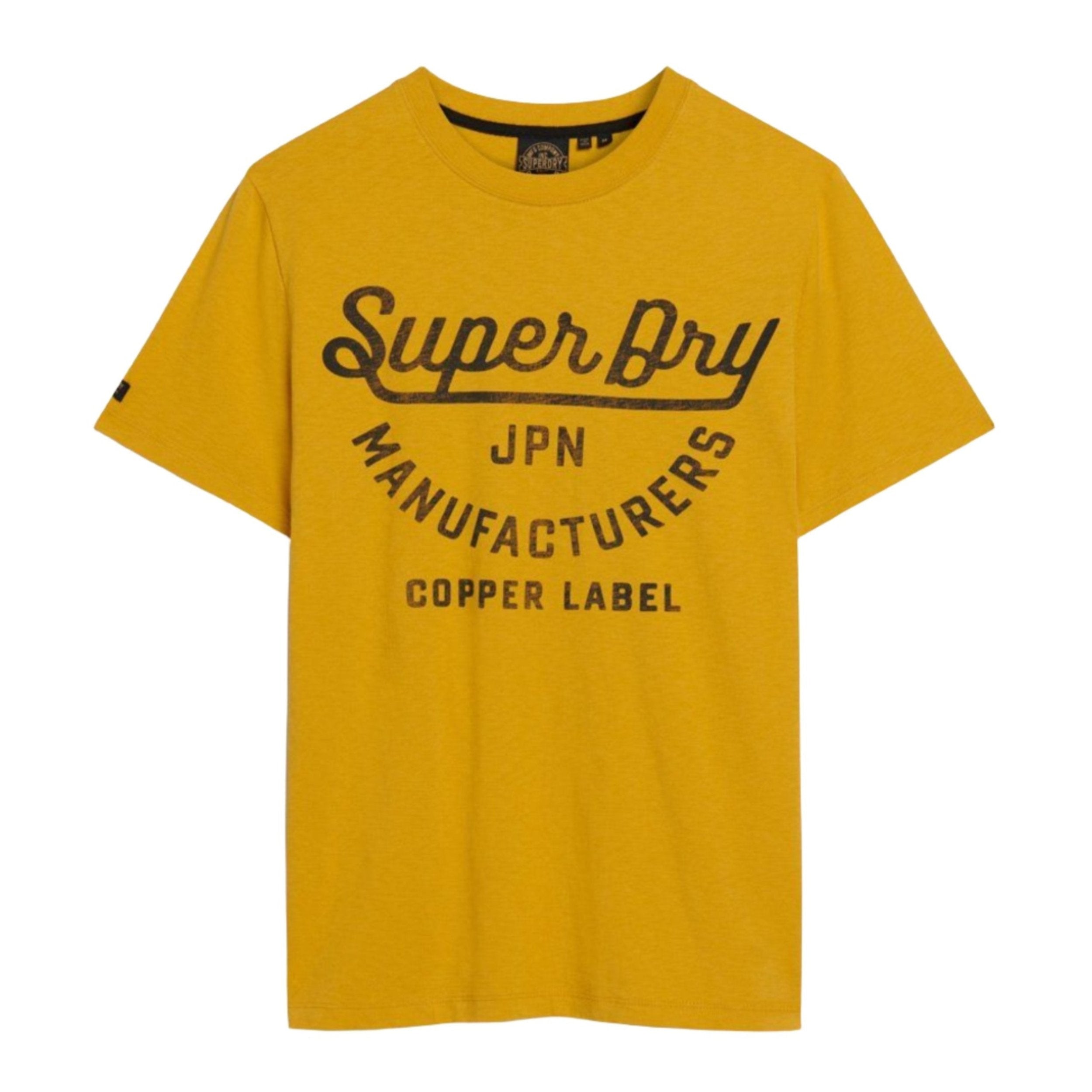 Pigment Yellow Slub Copper Label Script T-Shirt