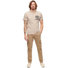 Lavin Beige Marl Workwear Flock Graphic T-Shirt