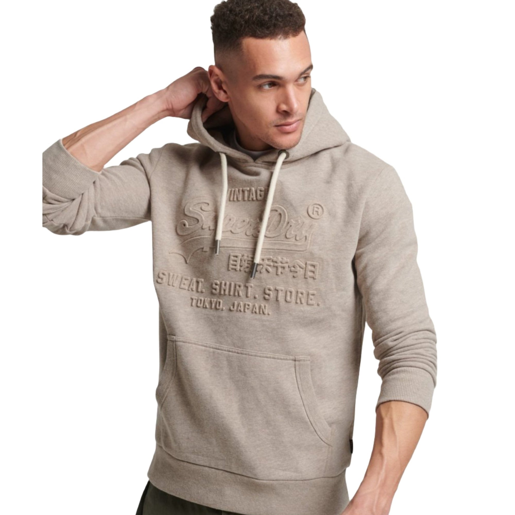 Pastel Beige Snowy Vintage Logo Hoodie