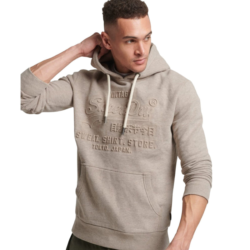 Pastel Beige Snowy Vintage Logo Hoodie