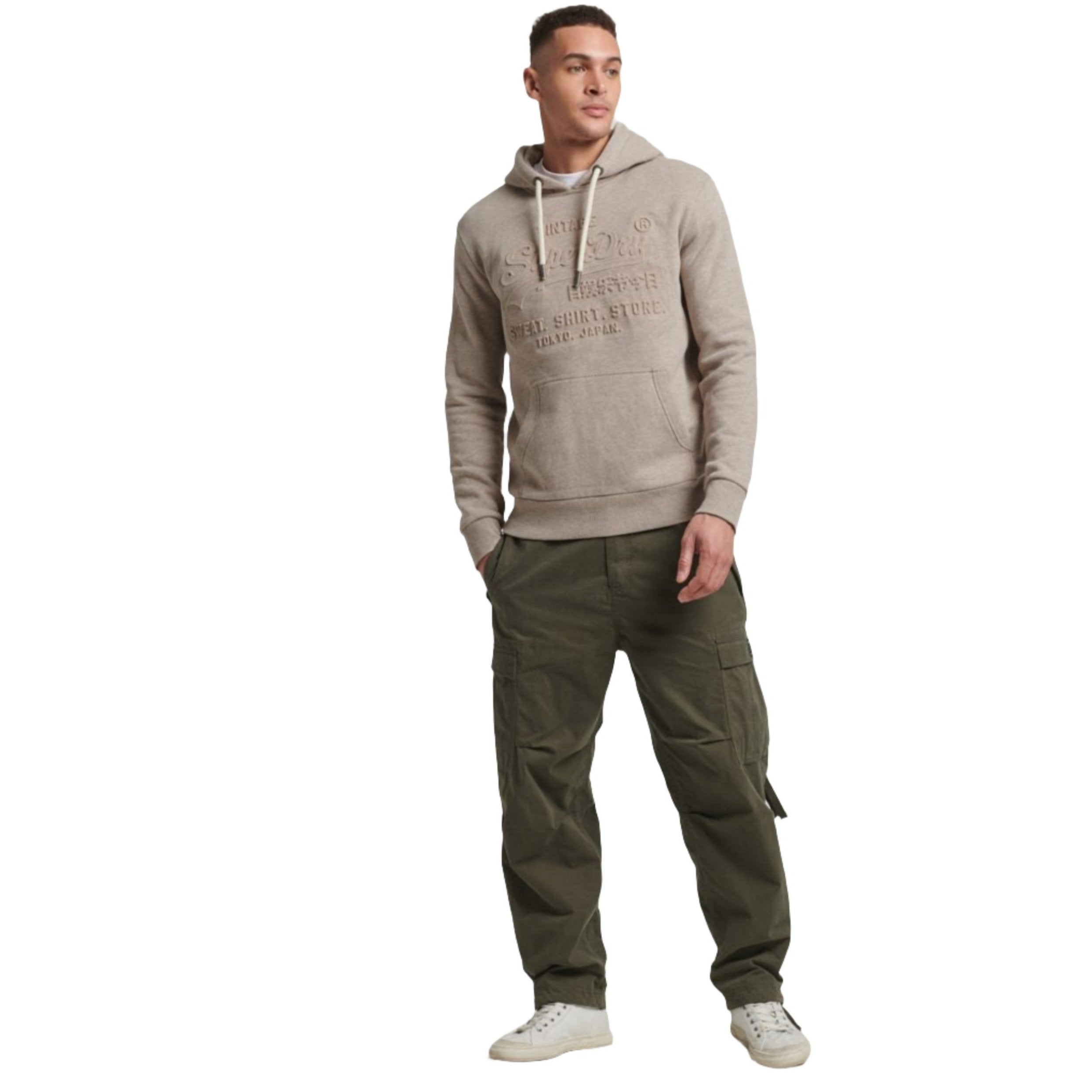 Pastel Beige Snowy Vintage Logo Hoodie