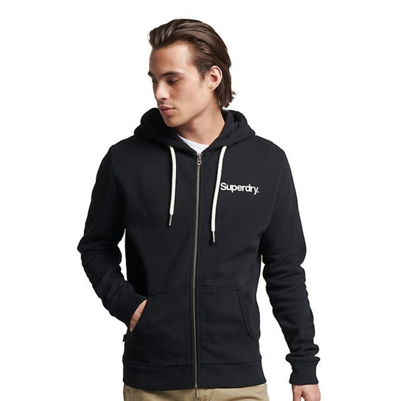 Black Vintage Core Logo Classic Zip Hoodie