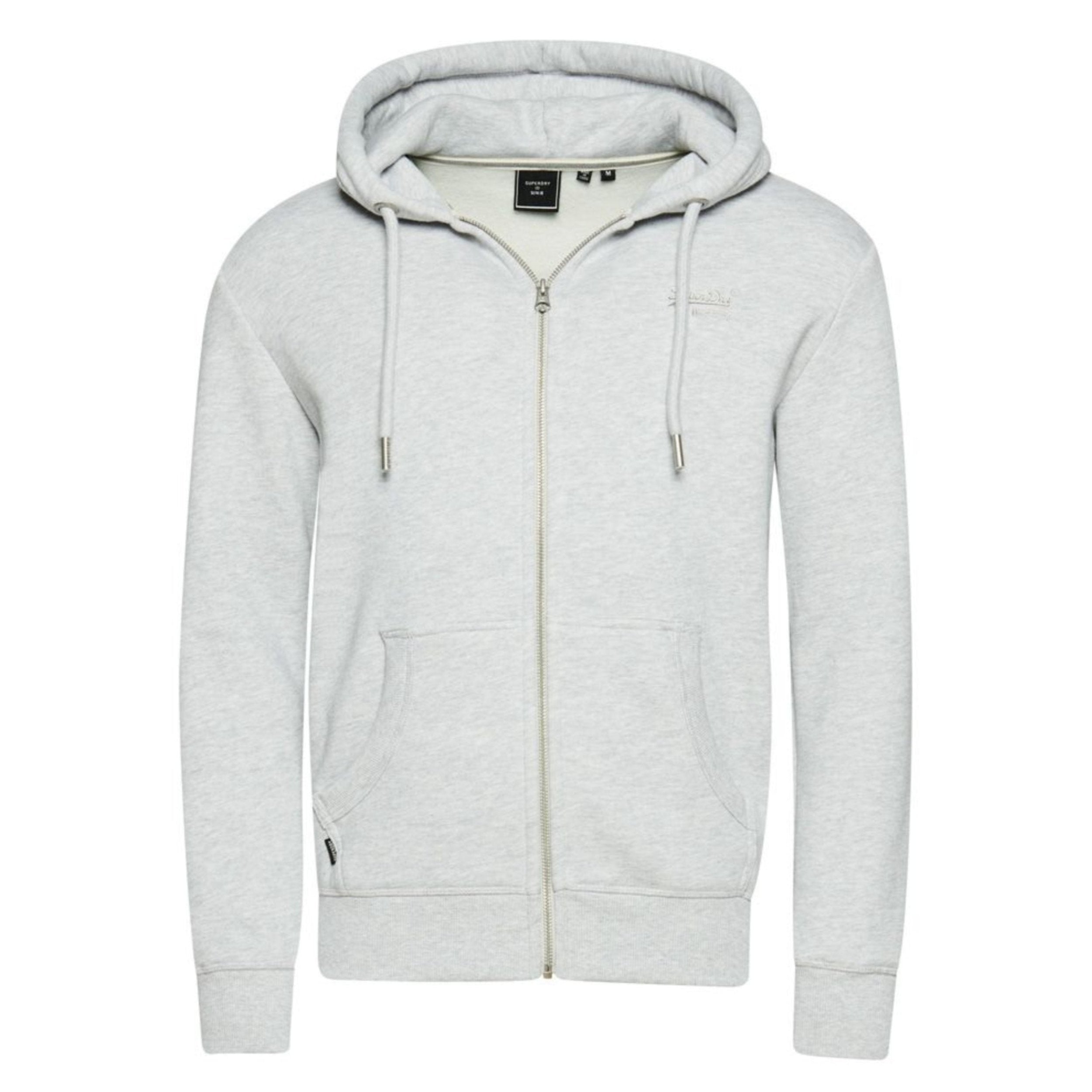 Glacier Grey Marl Vintage Logo Zip Hoodie