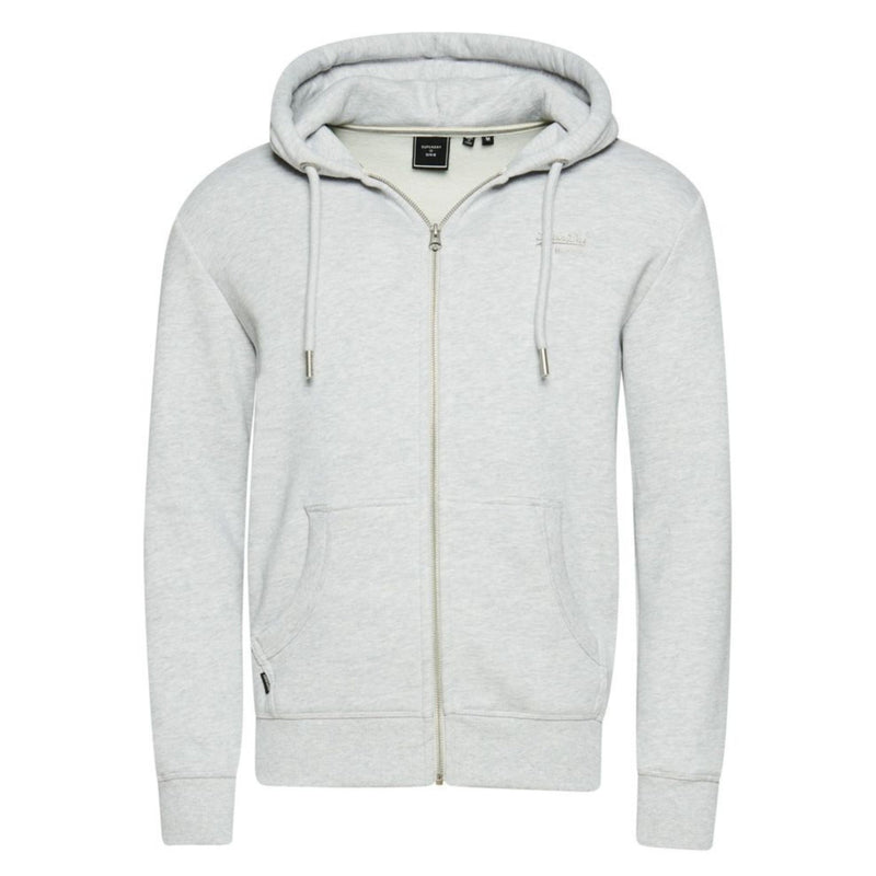 Glacier Grey Marl Vintage Logo Zip Hoodie