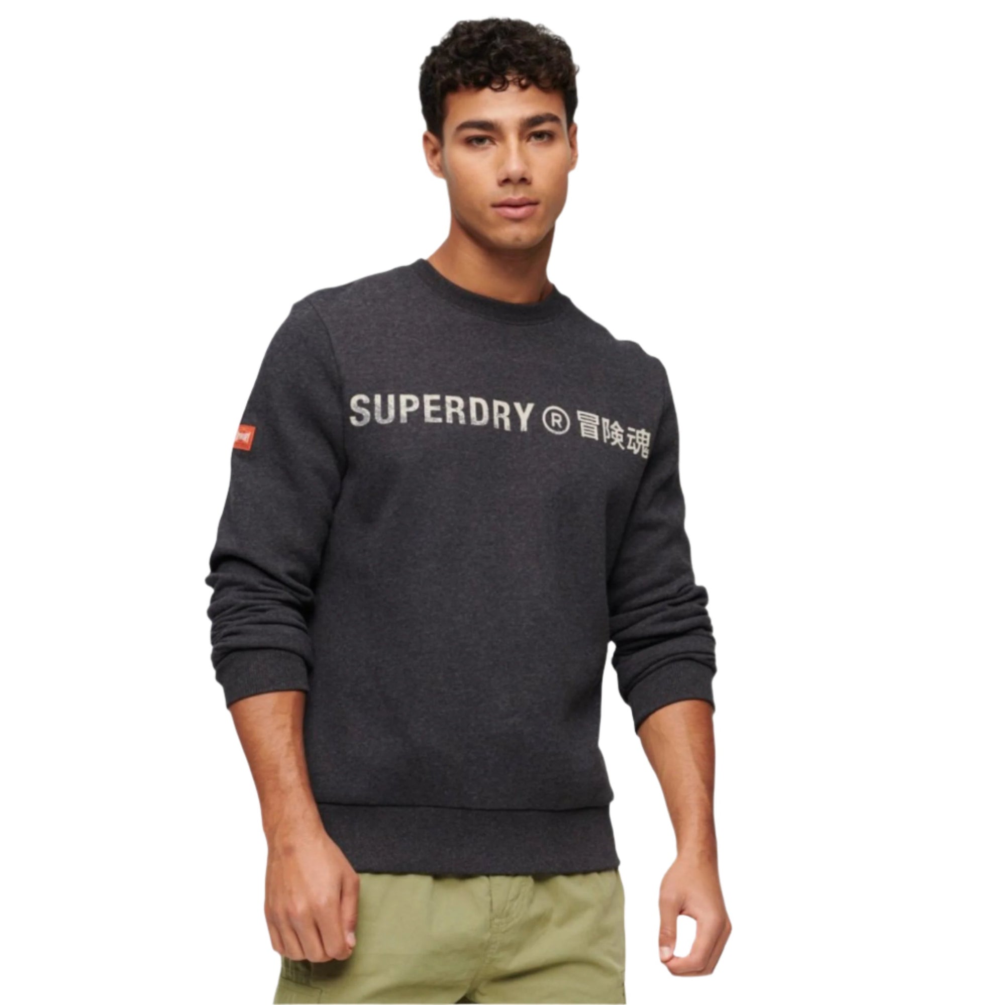 Raven Black Marl Workwear Logo Vintage Sweater